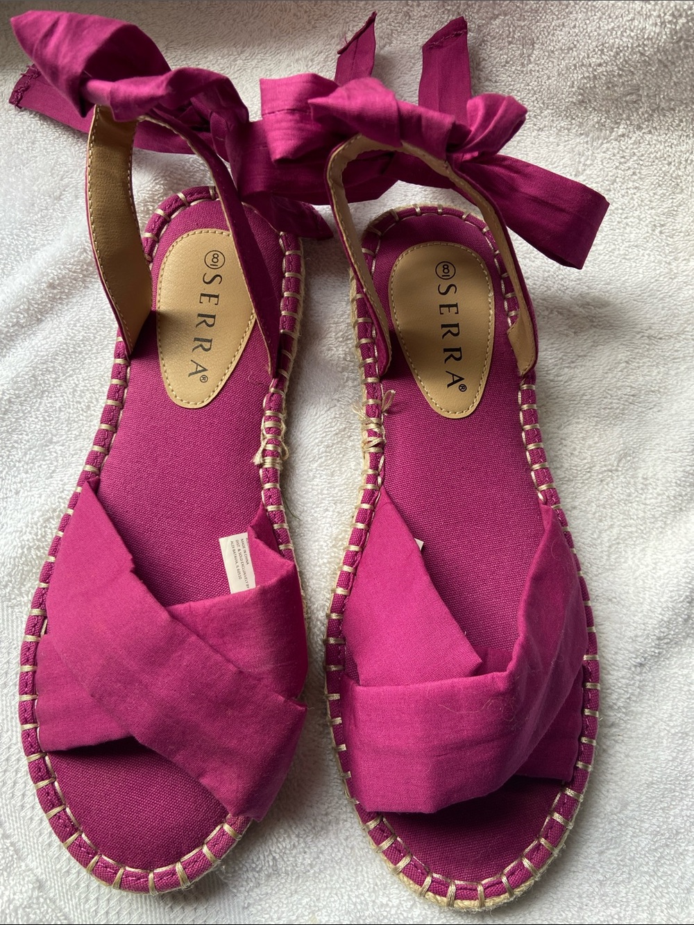 Serra Women’s Fuchsia Ankle-Tie Espadrille Jute Sole Sandals Size 8 - Picture 7 of 10